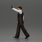 man in suit raising hand up walking - Only-Games