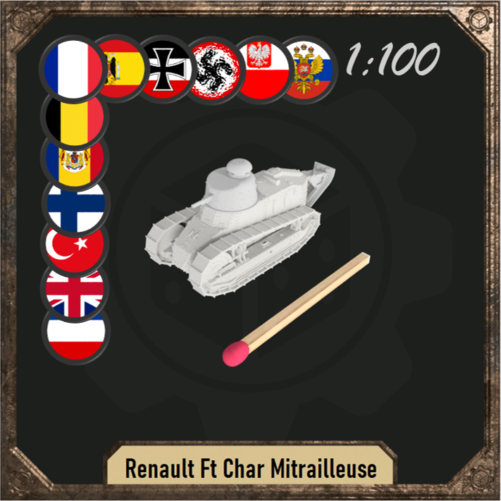 1/100 Renault Ft Char Mitrailleuse with casted turret - Only-Games