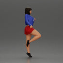 Confident Woman Strikes Dynamic Pose in mini jacket and mini skirt - Only-Games