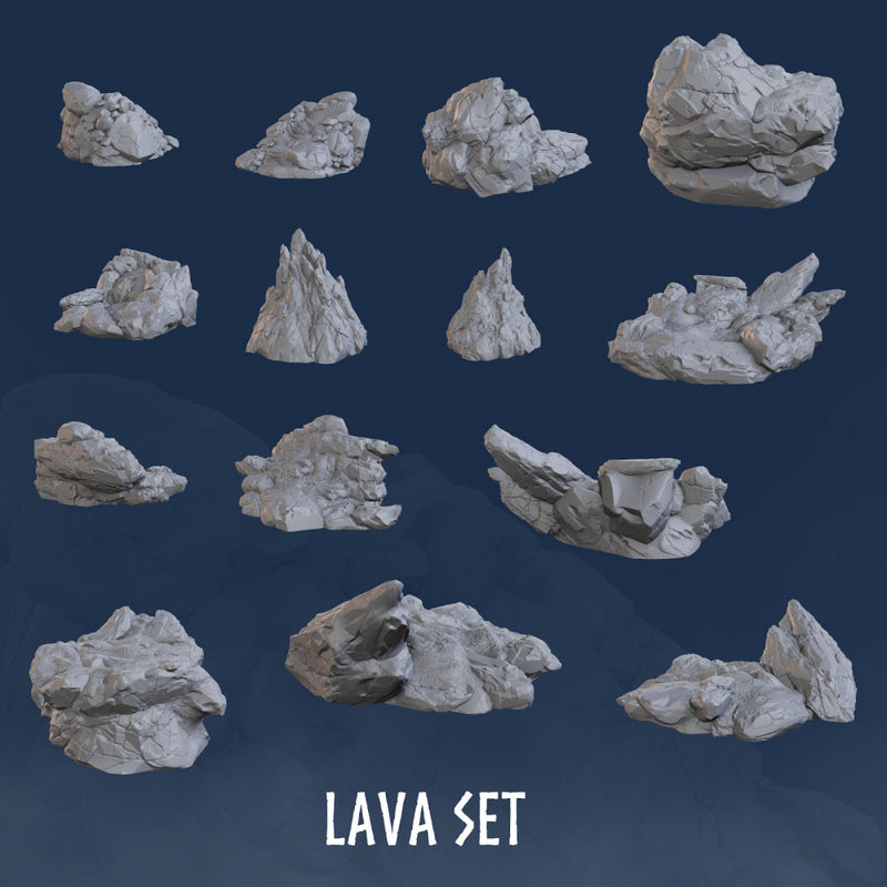 Lava Rocks (7 Models Bundle) - Rocks - Mountain - Rock - Blocks - Base - Bases