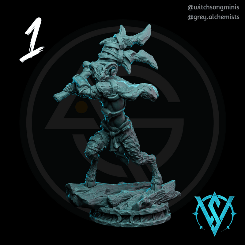 Satyr Foot Soldiers Set - 5 Fantasy Resin Miniatures in 32mm - DnD Monsters - Only-Games