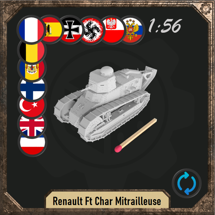 1/56 Renault Ft Char Mitrailleuse with riveted turret