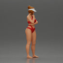 Sexy girl in a bikini and an empty top cap, thinking on the beach - Only-Games