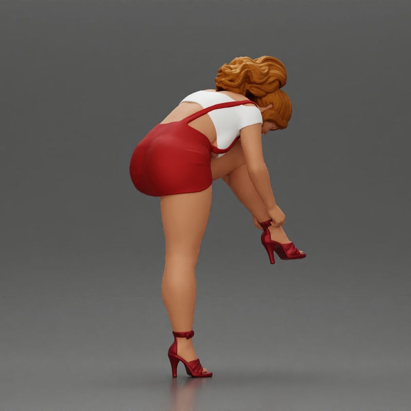 Sexy Girl Adjusting Her Stylish Red Heels - Only-Games