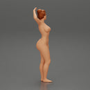 Naked girl posing and riding on the surfboard at the beach - Only-Games