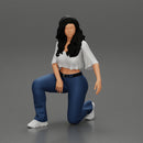 Chola Girl in sitting on knee hugging her dog - Only-Games