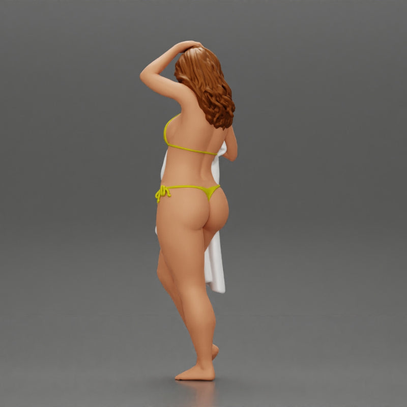 Sexy girl in bikini standing and covering her body by towel - Only-Games