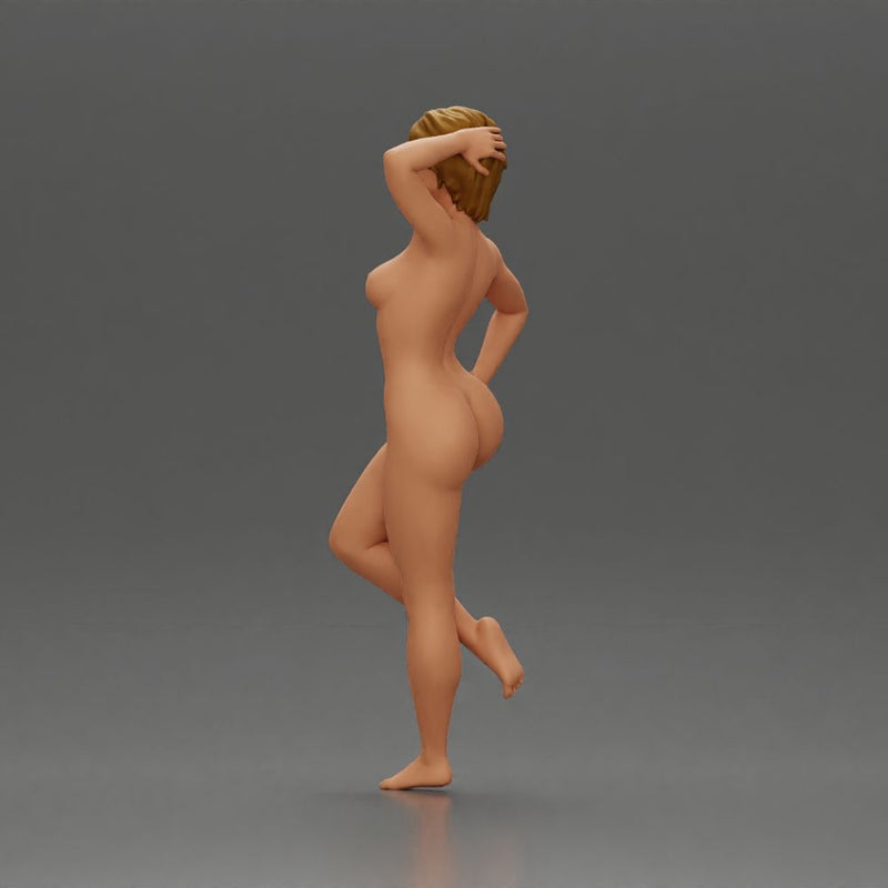 Naked girl with short hair leaning on a car - Only-Games
