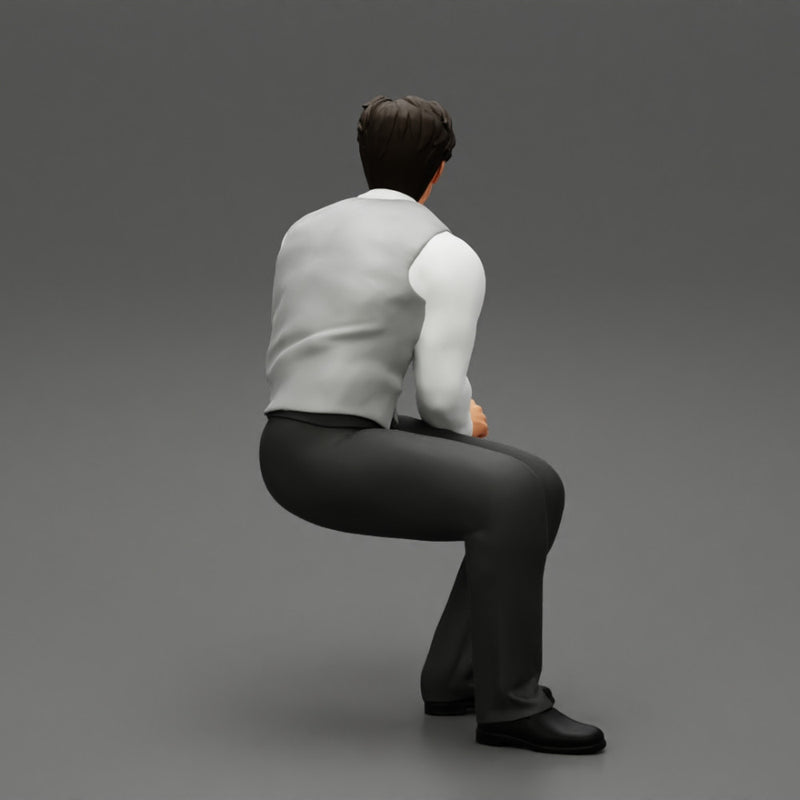 young businessman sitting and holding briefcase of money - Only-Games