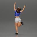 Happy girl in Mini shirt and shorts Standing on One Leg - Only-Games