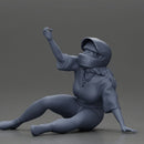 Biker Girl in a helmet who fell off a motorbike, being helped by a man - Only-Games