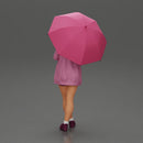 Pretty Girl with an Umbrella in Open Sweater and shorts Posing and Standing - Only-Games