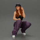 Chola gangster homie lowrider girl in cap sitting beside car - Only-Games