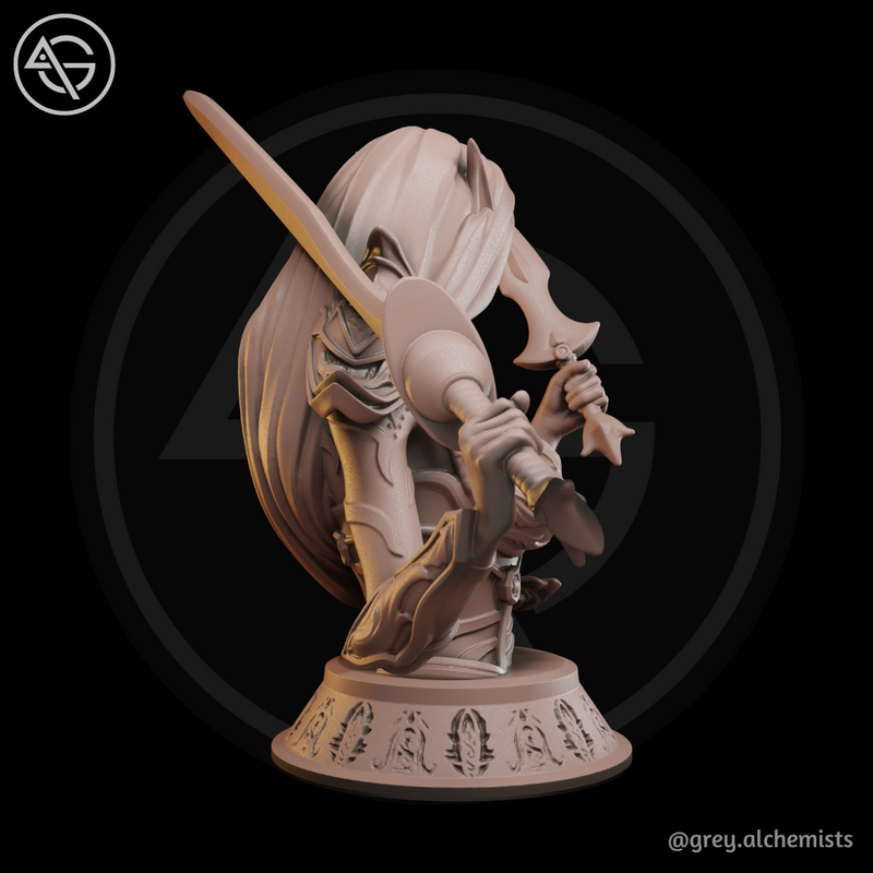 Rina the Drow Demon Hunter Bust - Fantasy Resin Miniature - 90mm/3.54" Height - DnD