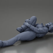 woman in mini jacket  lying on the floor touching her injured knee - Only-Games