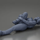 woman in mini jacket  lying on the floor touching her injured knee - Only-Games