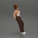 lowrider chola girl is leaning against the car, wearing mini shirt - Only-Games