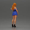 Confident Woman in Blue Dress Posing with Graceful Elegance - Only-Games