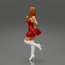 santa girl in Dress and hat Standing on One Leg - Only-Games