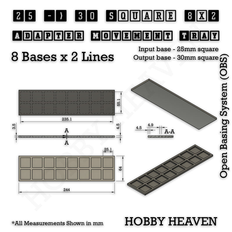 Square and Rectangle Movement Trays Adapters for Tabletop Games - Only-Games