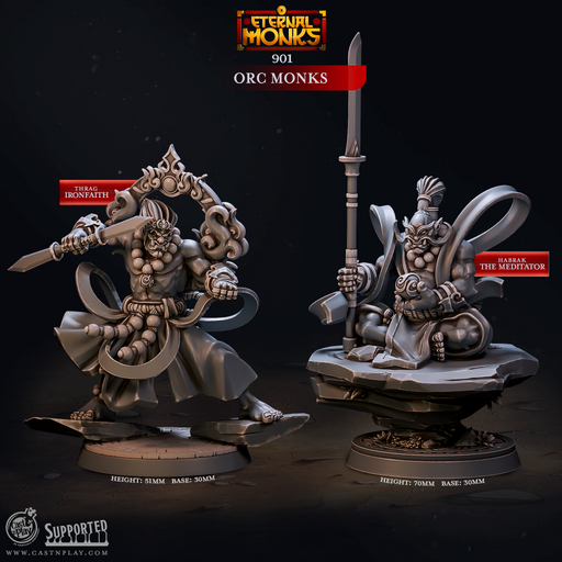 Ork Monks - Eternal Monks - CastNPlay - Terrain Wargaming D&D DnD 28mm 32mm 40mm 54mm - Only-Games
