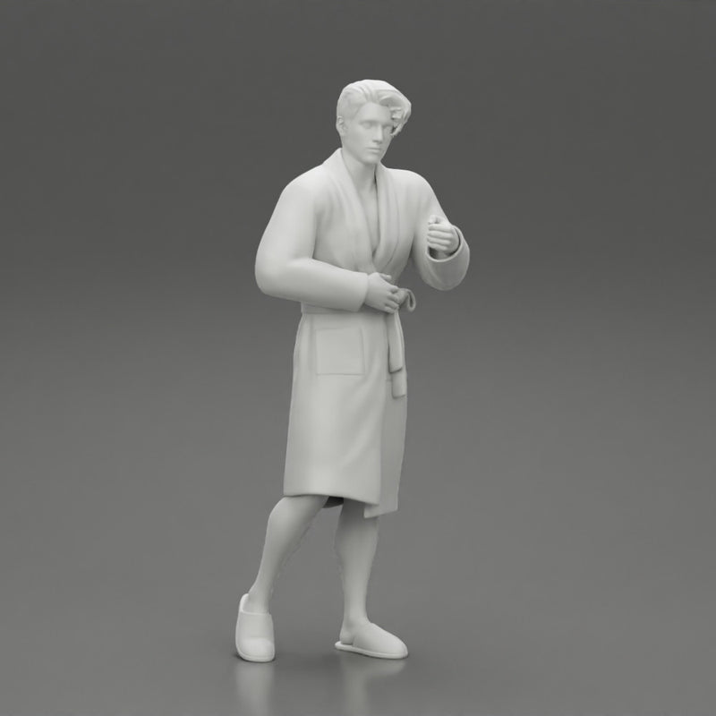 man in bathrobe standing - Only-Games