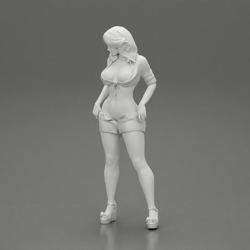 Sexy woman showing her breasts undressing her shorts - Only-Games