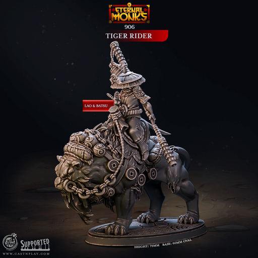 Tiger Rider - Eternal Monks - CastNPlay - Terrain Wargaming D&D DnD 28mm 32mm 40mm 54mm - Only-Games