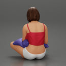 Girl watching TV in the bedroom sitting and placing a pillow on her legs - Only-Games