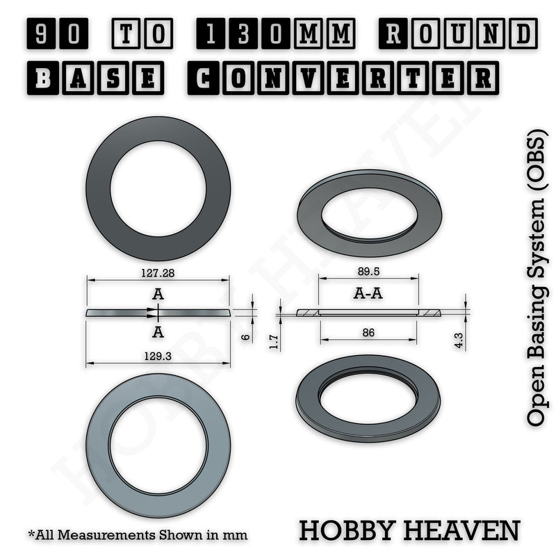 Round Bases Size Converters Round to Round 3d Print Full Range - Only-Games