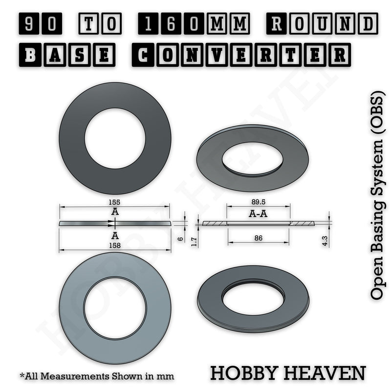 Round Bases Size Converters Round to Round 3d Print Full Range - Only-Games