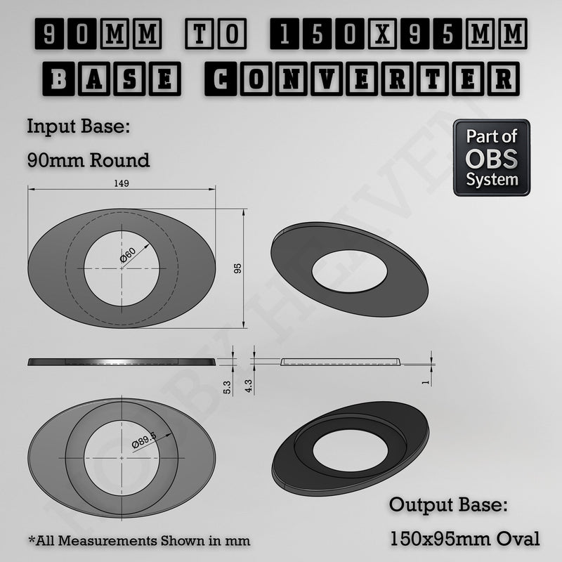 Round To Oval Bases Size Converters 3d Print Full Range - Only-Games