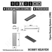 Rectangle Bases Range Sizes - 75x30mm to 125x40mm Medium Sizes 3d Print Full Range Tabletop Games - Only-Games