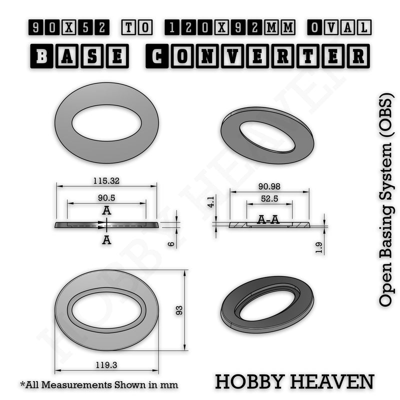 Oval To Oval Bases Size Converters 3d Print Full Range - Only-Games