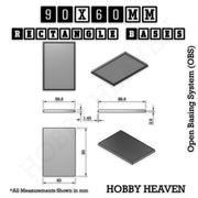 Rectangle Bases Range Sizes - 75x30mm to 125x40mm Medium Sizes 3d Print Full Range Tabletop Games - Only-Games