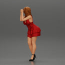 Attractive girl in dress robe Leaning Against car - Only-Games