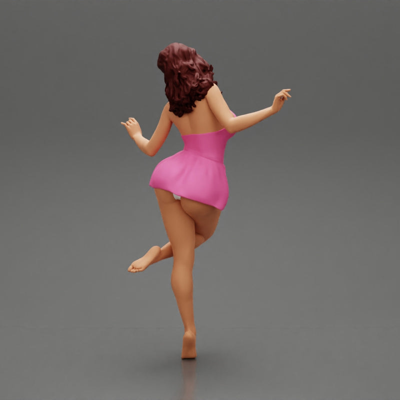 Sexy Woman In Dress Having Fun Holding One Leg - Only-Games