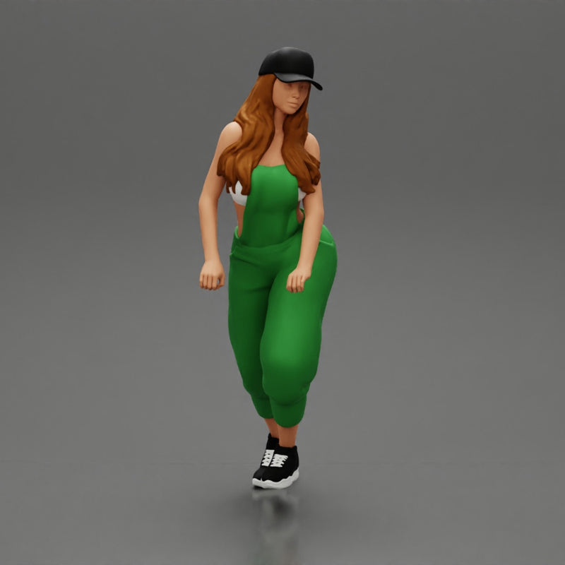 2 Sexy Woman Riding Electric Scooter At Parking Wearing overalls suit and cap - Only-Games