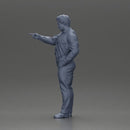 Serious businessman in a white shirt tie, and pants pointing with authority, hand in pocket - Only-Games