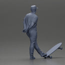 skater man leaning against the wall wearing a cap open shirt and banana bag - Only-Games