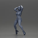 attractive girl on the motorbike stopping and putting hands on hair - Only-Games