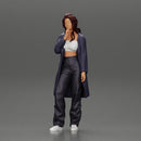 beautiful girl in large jeans and a long coat thinking - Only-Games