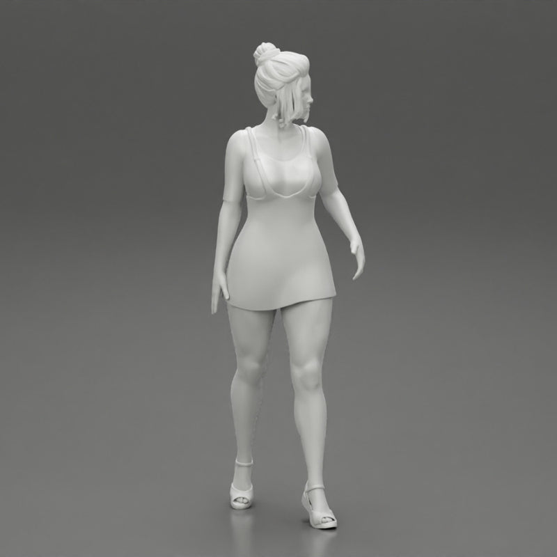 Sensual Girl walking in Denim Overall - Only-Games