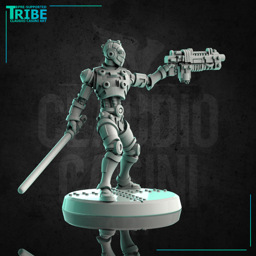 (0217) Male android robot with a laser gun and a plasma sword - Only-Games