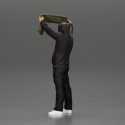 man in a hoodie supporting and holding a scarf - Only-Games