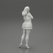 Beautiful woman standing and posing and in fashion summer dress - Only-Games