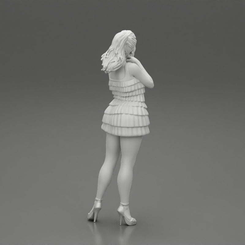 Beautiful woman standing and posing and in fashion summer dress - Only-Games