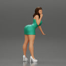 Sexy girl in Mini Dress Leaning on the Car - Only-Games