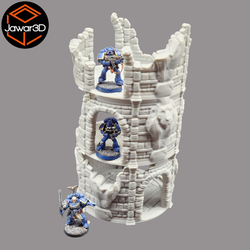 Circle Tower Ruin - 28mm Wargaming Scatter Terrain Scenery Tabletop Miniature - Only-Games
