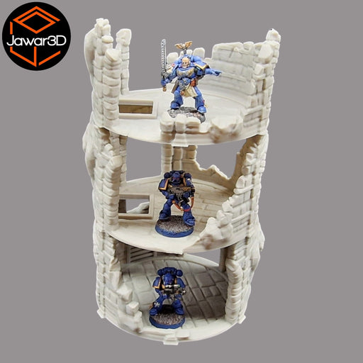 Circle Tower Ruin - 28mm Wargaming Scatter Terrain Scenery Tabletop Miniature - Only-Games
